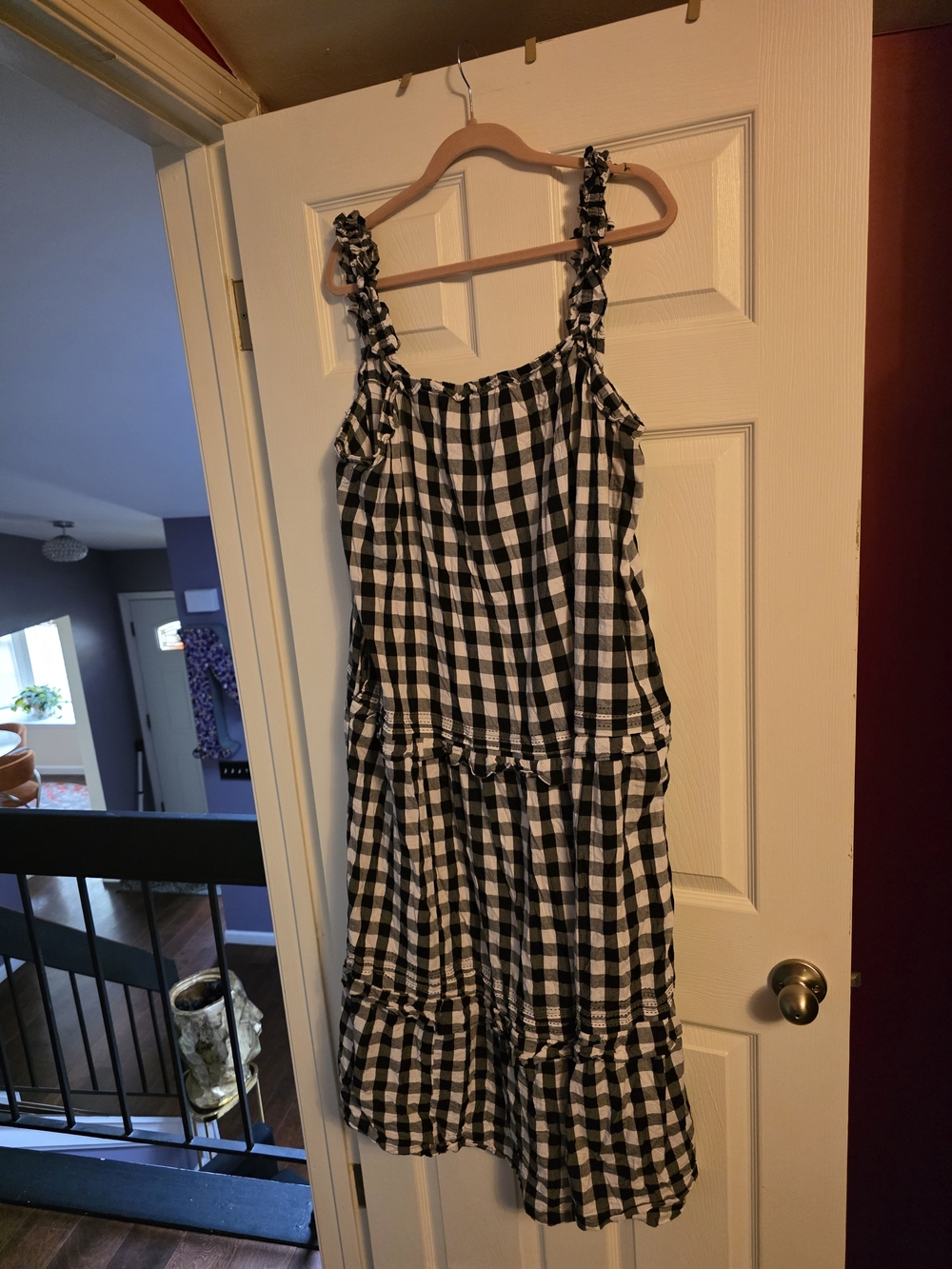 Old Navy Black and White Gingham Midi Dress